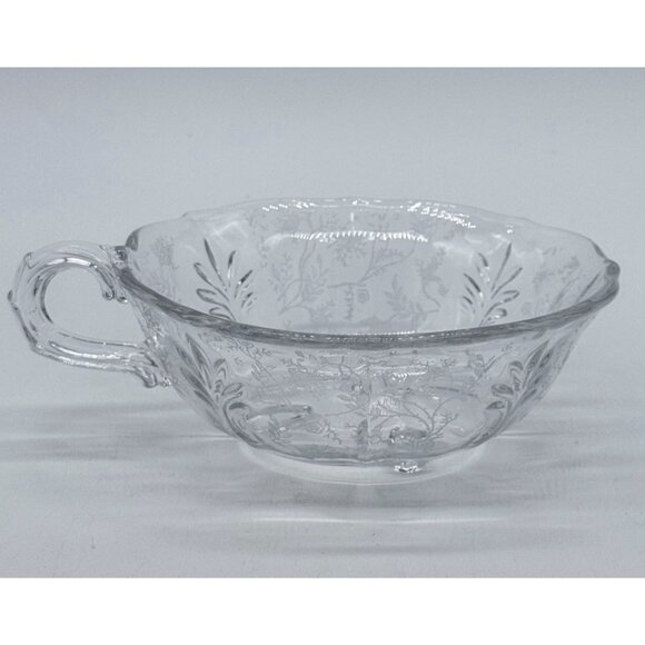 Fostoria Chintz One Handle Clear Glass Etched Baroque Bonbon Candy Dish 7" - Picture 2 of 7